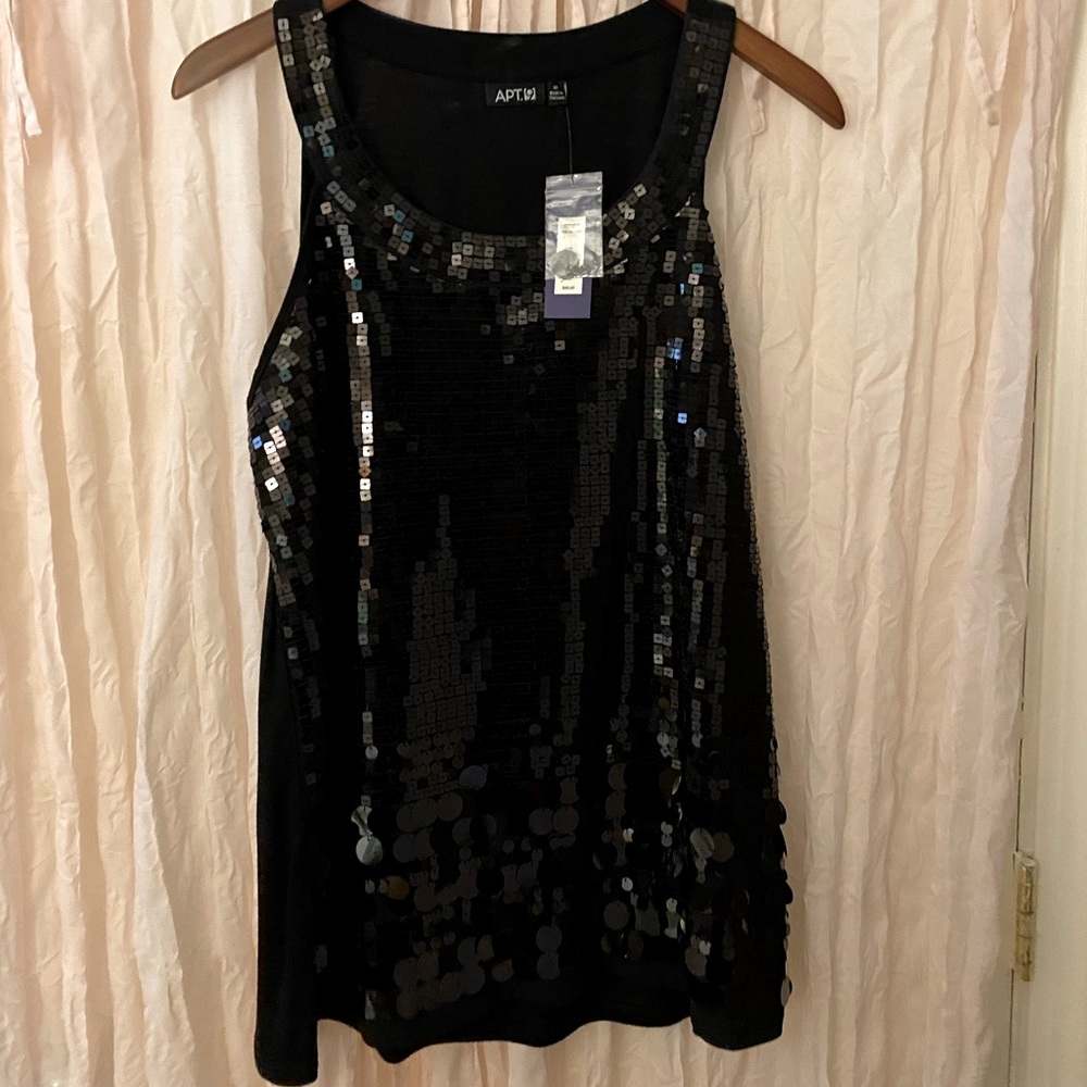 NWT Apt 9 Black Sequins Tank Top